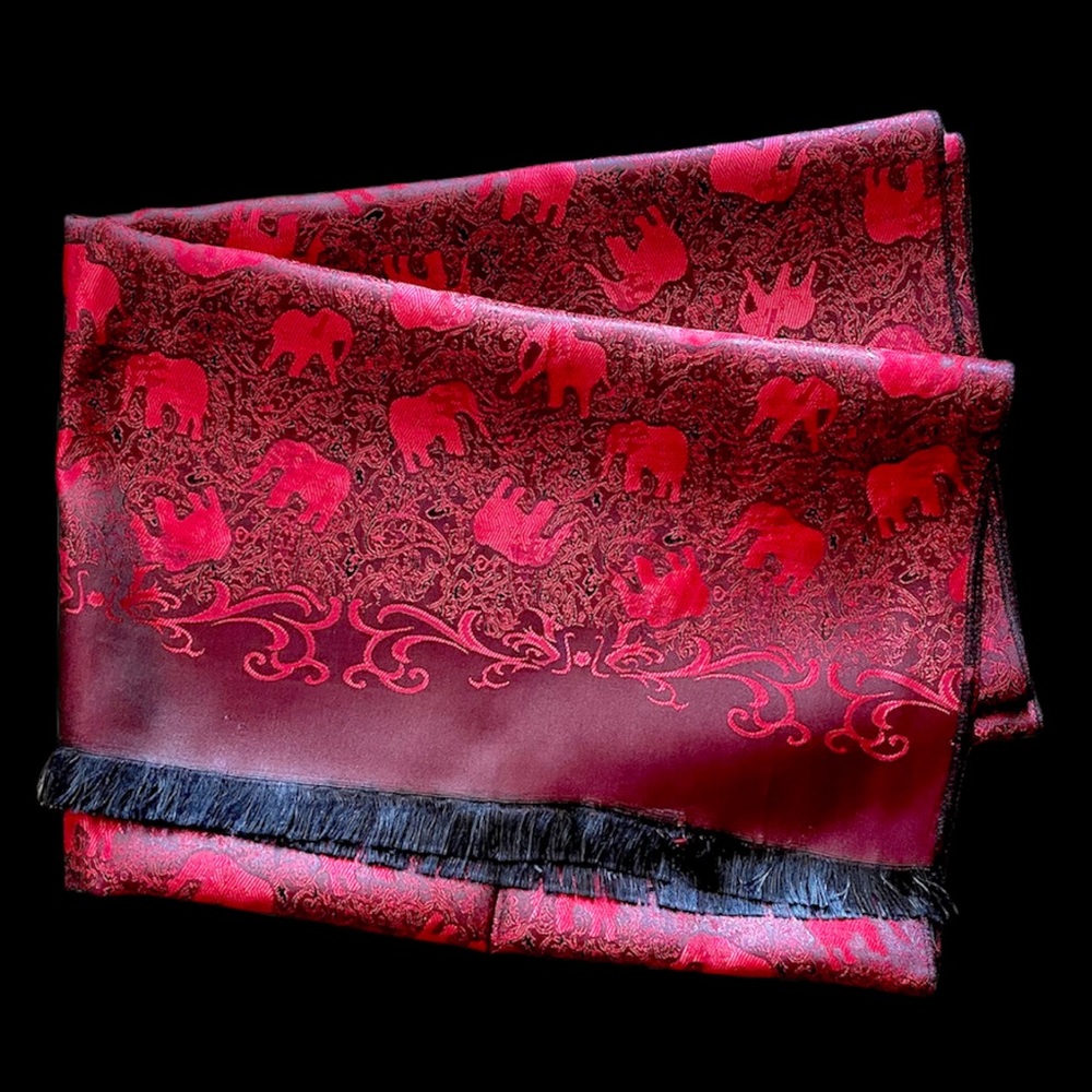 UNISEX SILK IRIDESCENT ELEPHANTS SCARF / RUNNER / WRAP / THROW - Picture 2 of 15